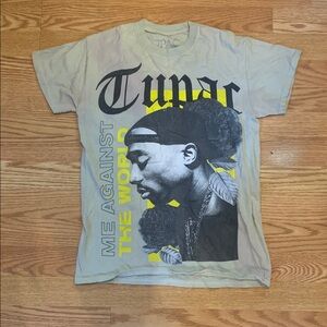 Tupac Graphic Tee in Gray and Yellow